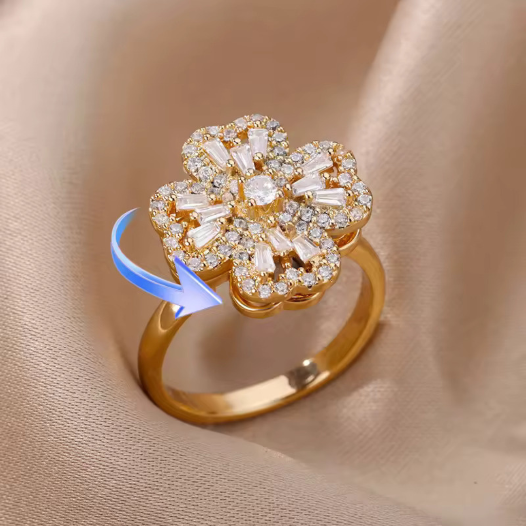 Four-Leaf Clover Spinning Gold Ring | Spinning Gold Ring | Romantic Gift for Women | Unique Clover Ring for Women